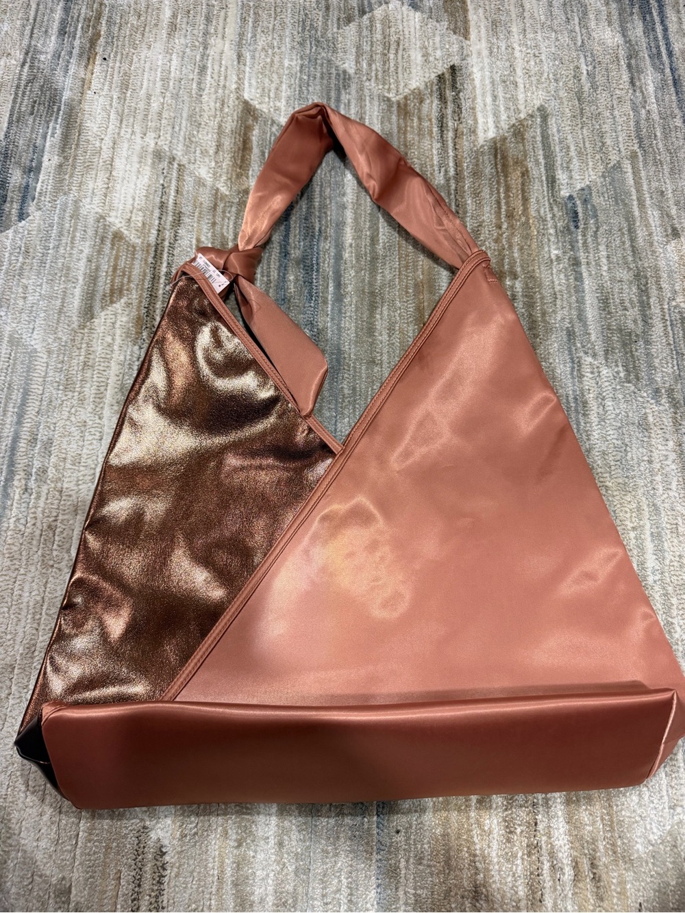 Satin Triangle Shoulder Bag in Rose Bronze